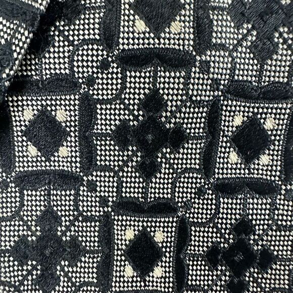 Vintage Harry Gold Silk Neck Tie Black White Tailored Man Print Retro Abstracy - Picture 2 of 4
